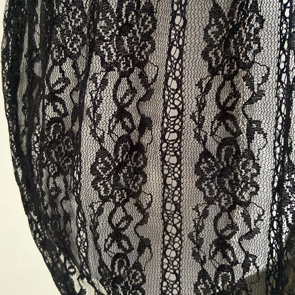 Nordstrom black lace babydoll top long sleeve sheer boho festival crochet medium - Picture 7 of 15
